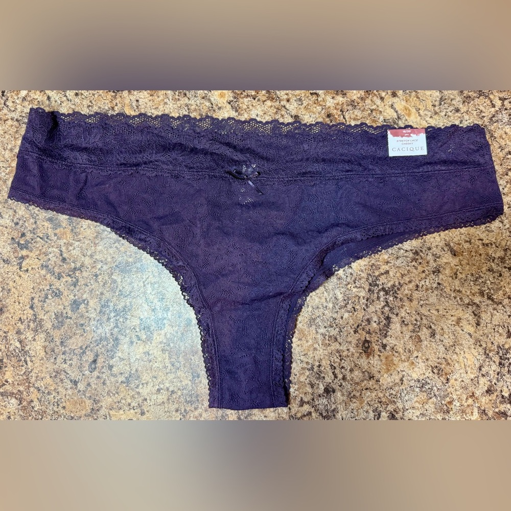 Cacique Plus Size 18 / 20 Purple Lace Intimates Panties Thong